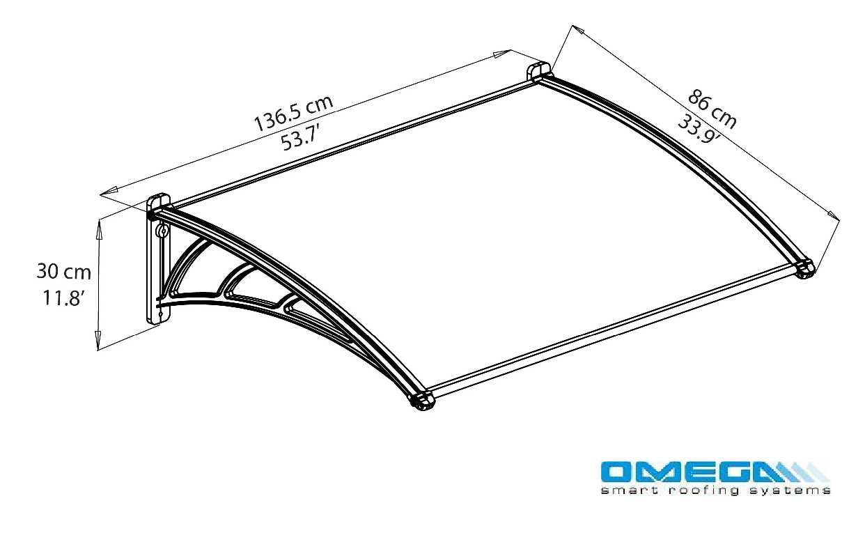 Neo 1350 Door Canopy - 1350mm (W) x 860mm (P) from Omega Build