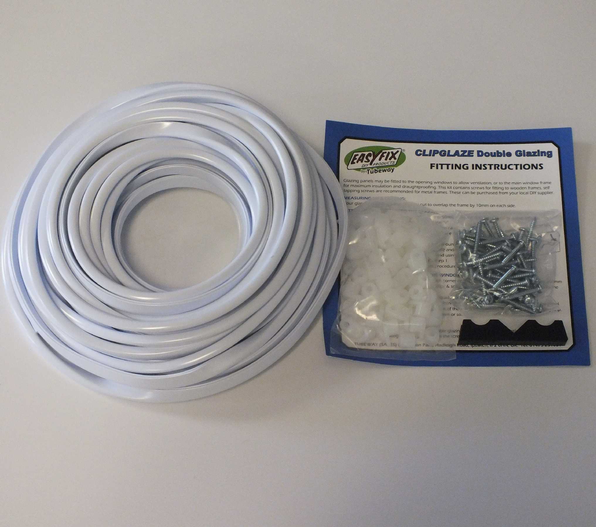 Easyfix Clipglaze Edging Kit - 15m roll of edging for 2mm Glazing Thickness, White, Clear or Brown