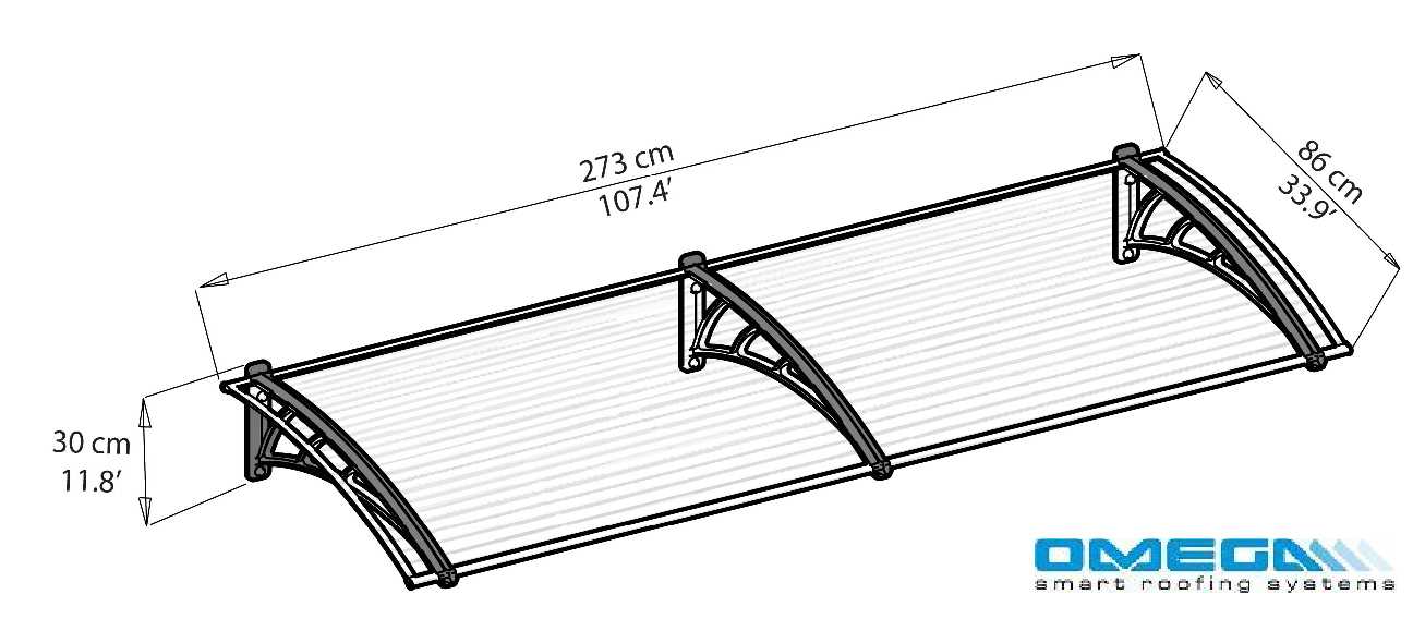 Neo 2700 Door Canopy - 2700mm (W) x 860mm (P)