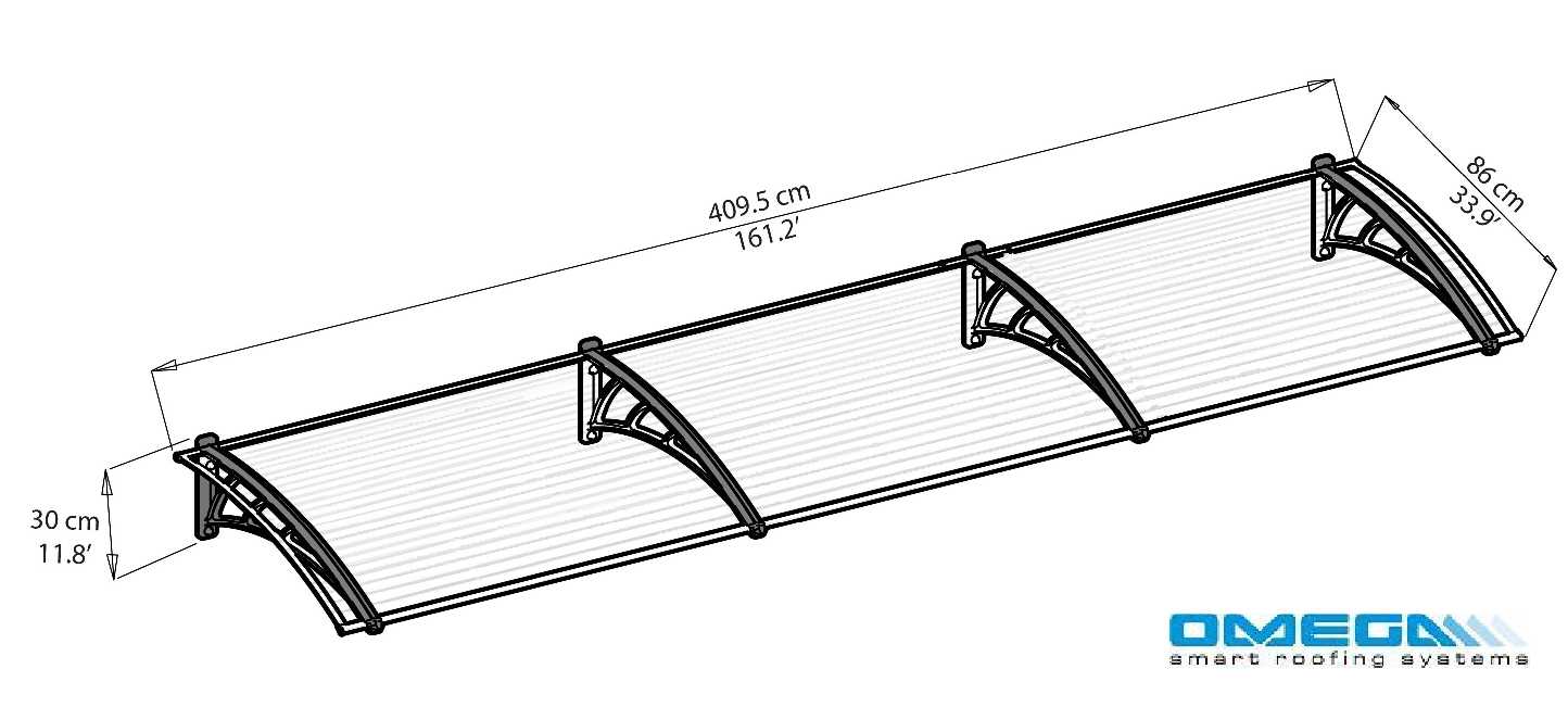 Neo 4050 Door Canopy - 4050mm (W) x 860mm (P)