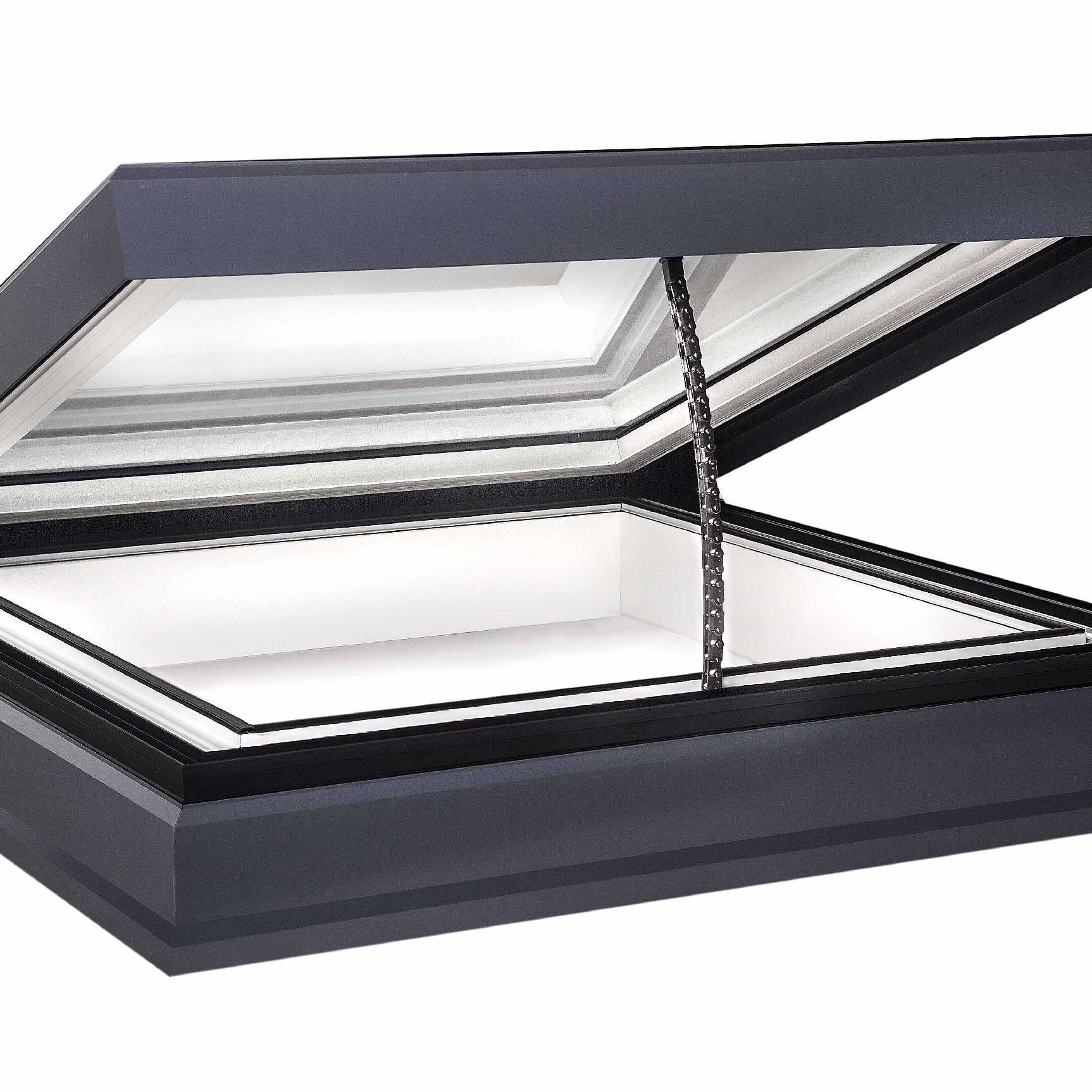 Affordable EcoGard Flat Roof light, Double Glazed, Electric Opening, 1,000mm x 1,000mm