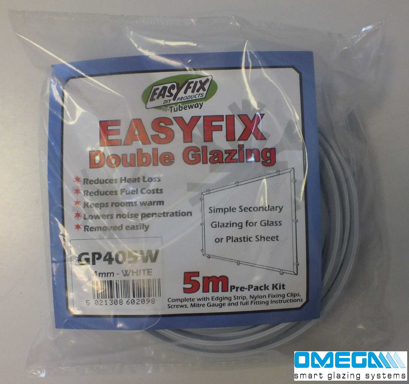Easyfix Clipglaze Edging Kit - 5m roll of edging for 3mm Glazing Thickness, White, Clear or Brown