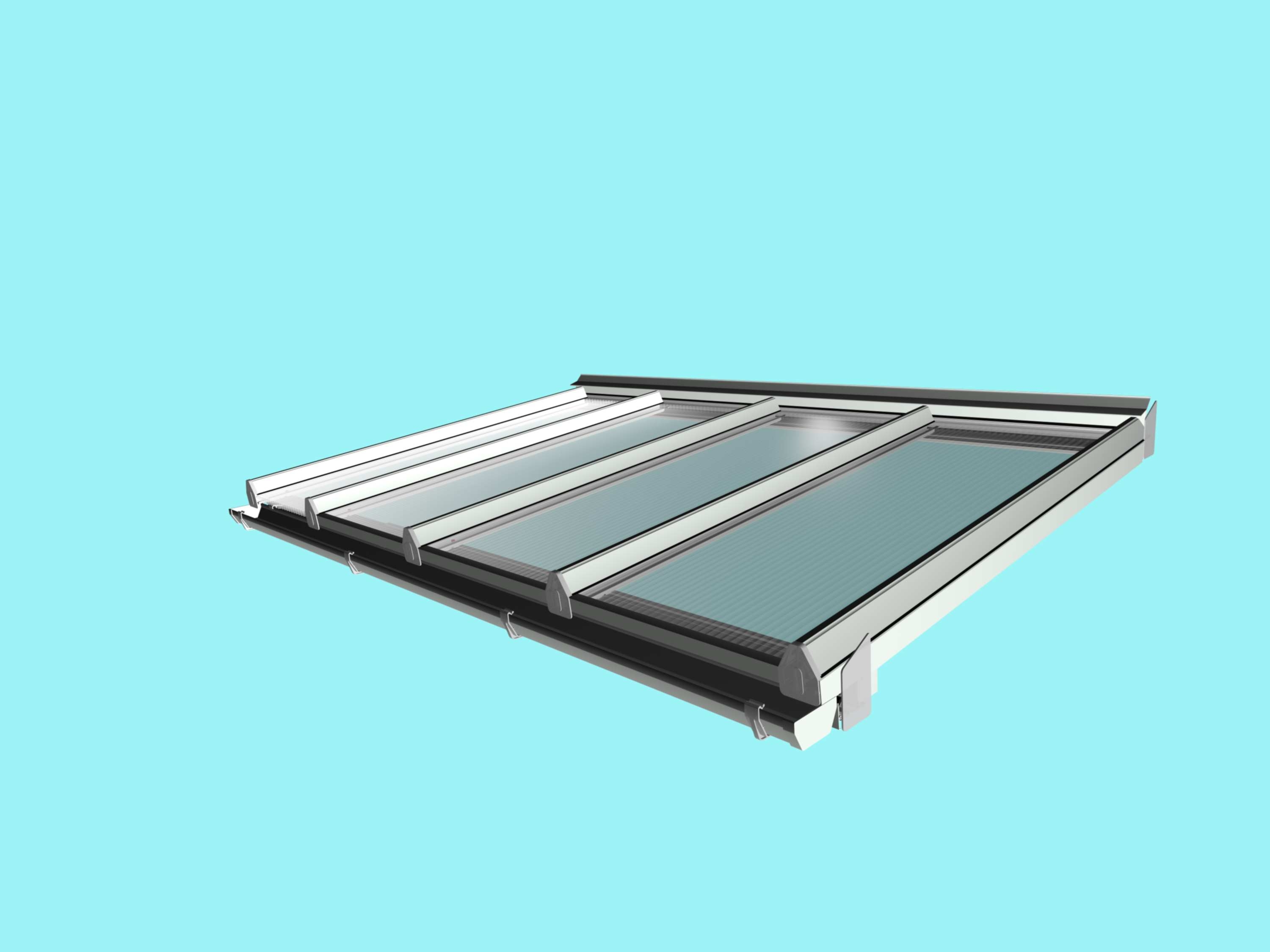 Self-Supporting DIY Conservatory Roof Kit for 16mm polycarbonate, 4.0m wide x 2.5m Projection from Omega Build