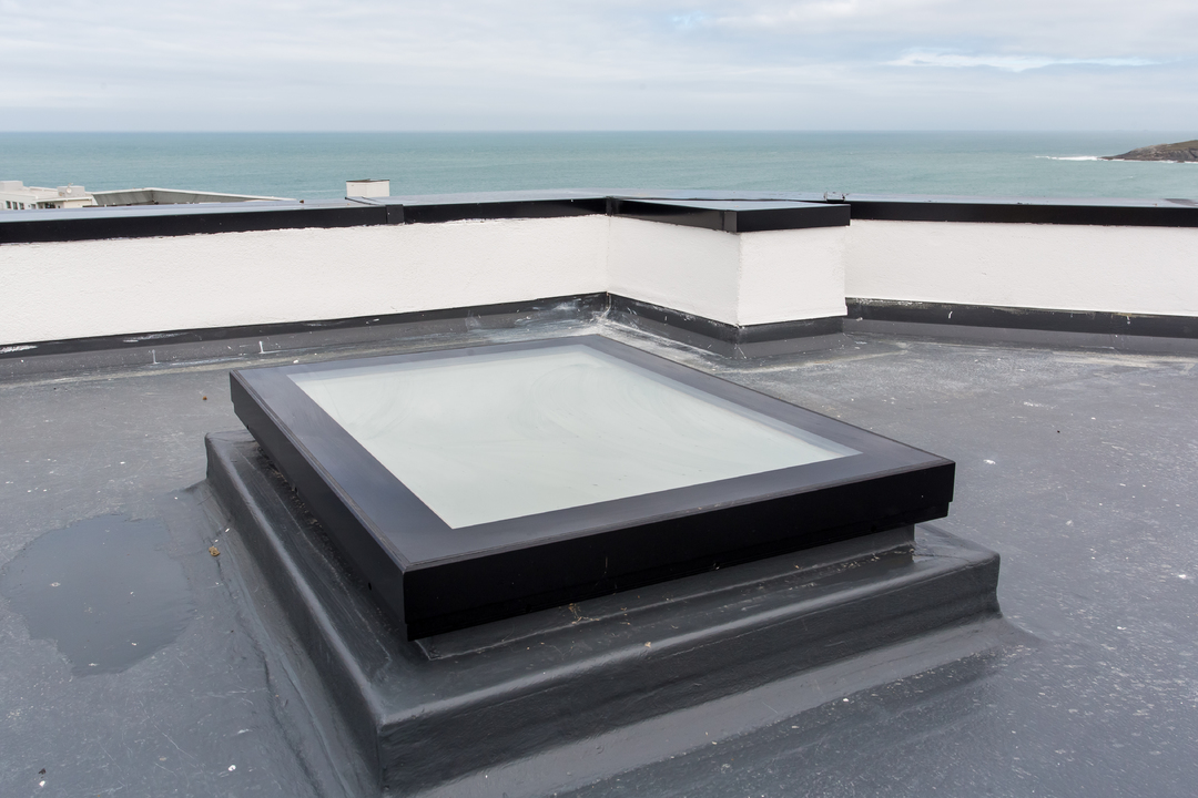 Mardome Glass Flat Roof Light Fixed for a builders upstand from Omega Build