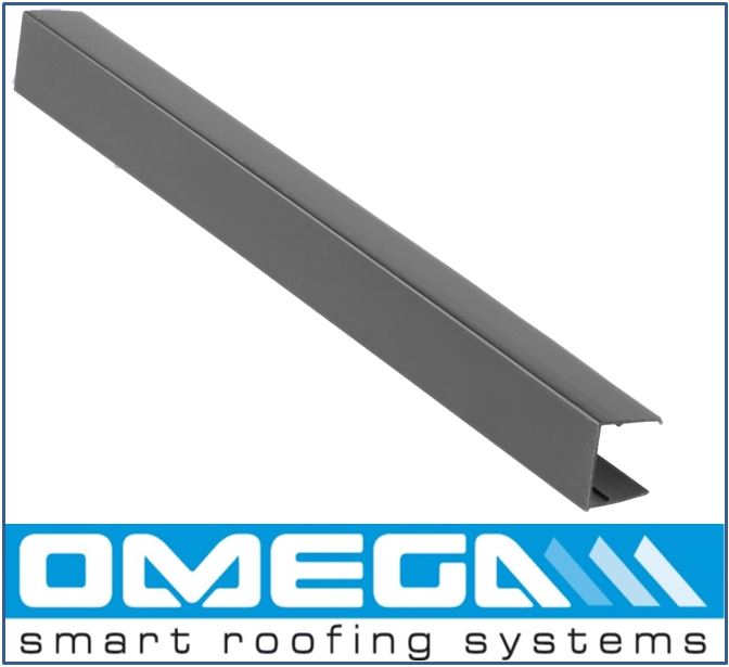 Anthracite grey  uPVC sheet closure for 10,16 0r 25mm polycarbonate from Omega Build