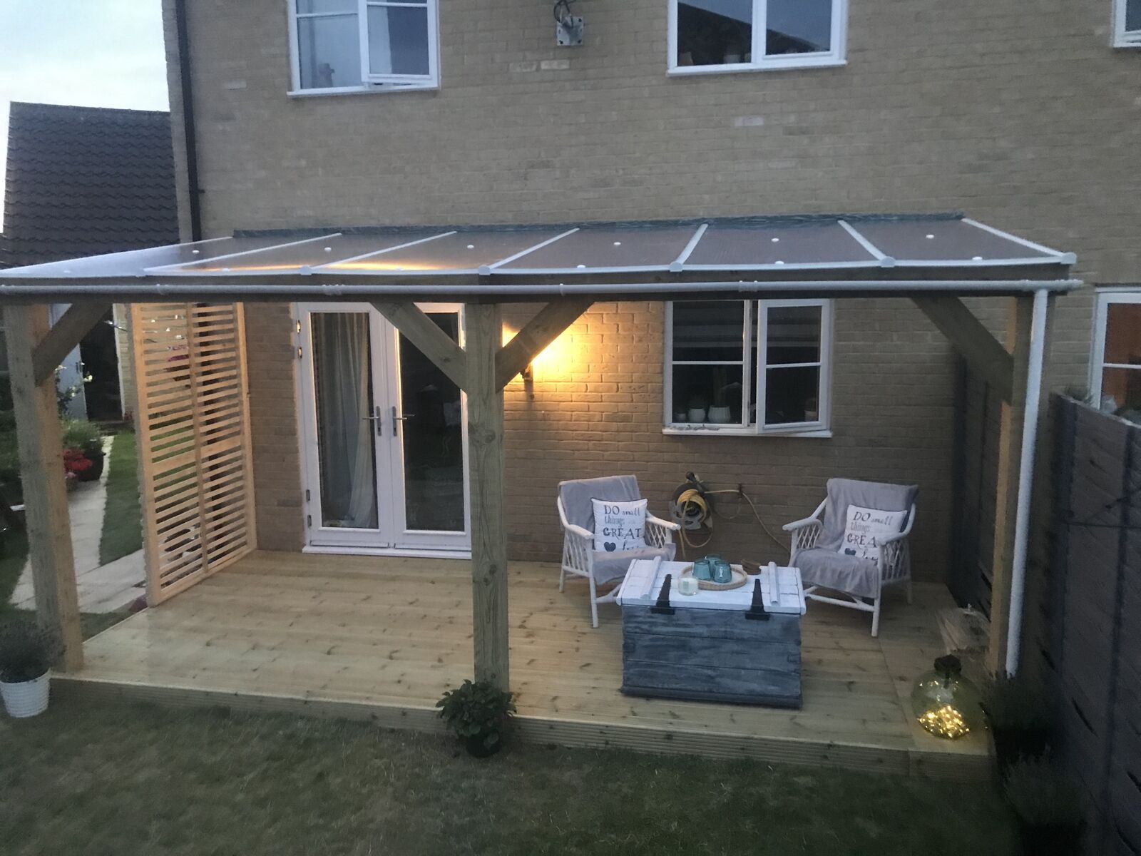 Affordable DIY Conservatory Roof Kit with White Rafter-Supported Glazing Bars, 5.33m Width x 2.5m Projection