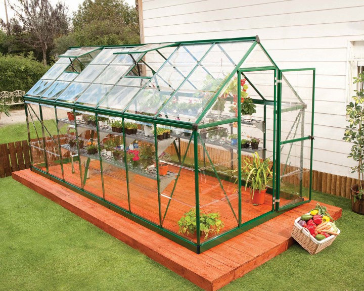 Buy Greenhouse, Green aluminium frame, 6ft. X 14ft. (6' x 14') online today