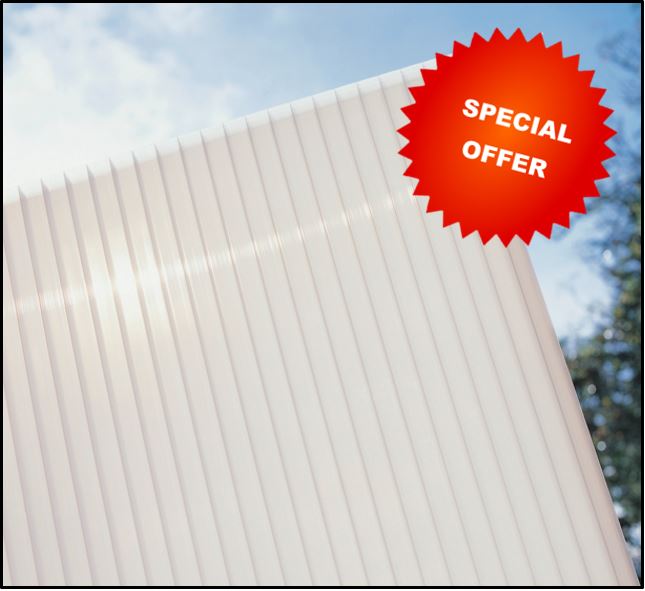 SPECIAL OFFER  25mm polycarbonate roofing sheet Opal, 2.0 x 0.7M